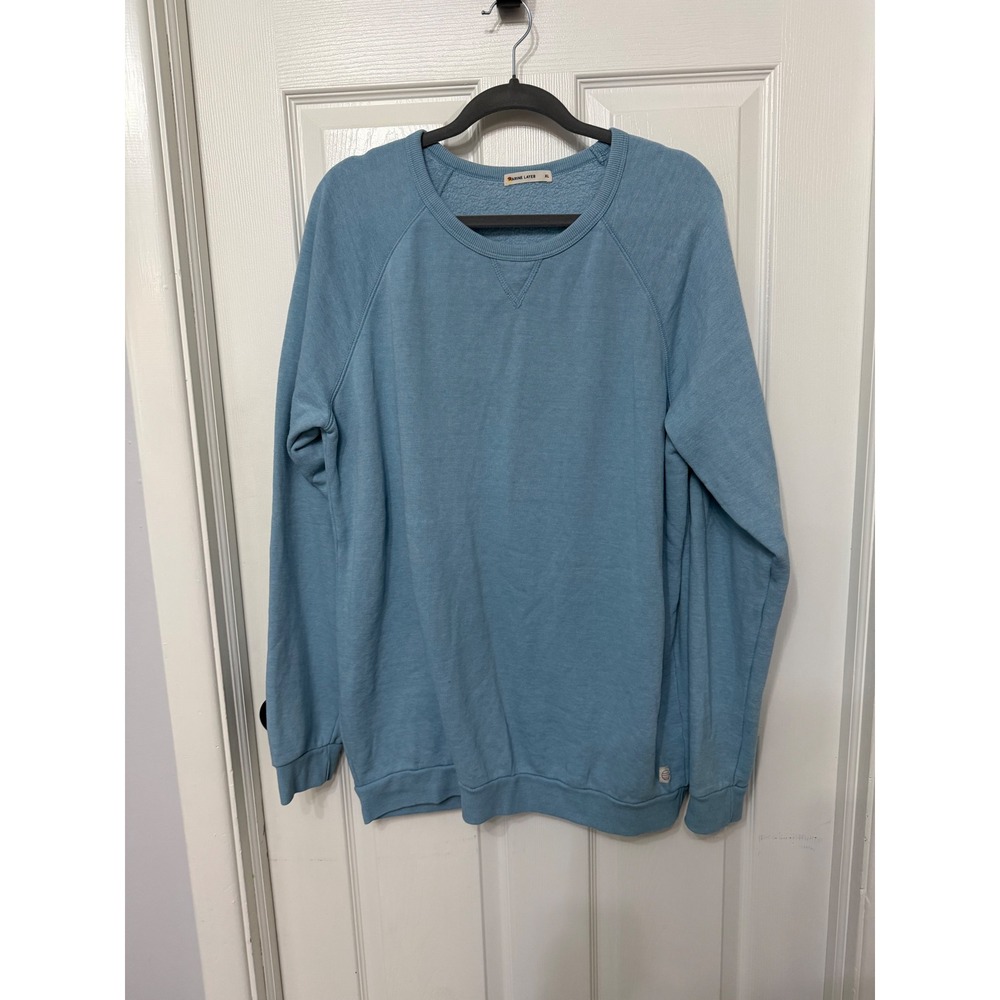 Marine Layer Mens XL Light Blue Raglan Crewneck Sweatshirt Pullover Fleece - Picture 2 of 7